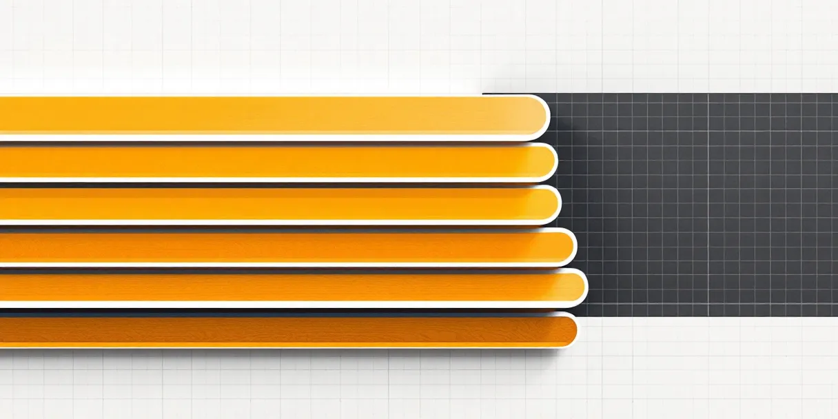 Layered argument dismantle visualization — five progressively widening amber bars on a paper-white field