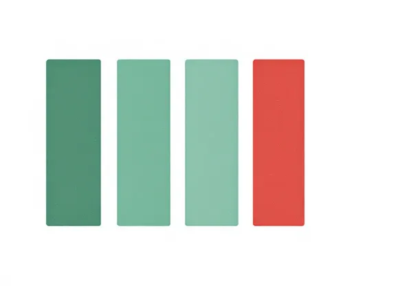 Evidence-tally visualization: five forest bars and one crimson bar representing the source distribution